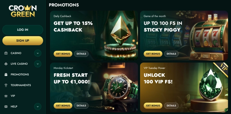 Crowngreen Casino Bonuses for Canadian Players